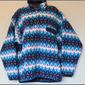 Patagonia Synchilla Snap-T Fleece Pullover Size L Forest Carpet Deep Sea Blue